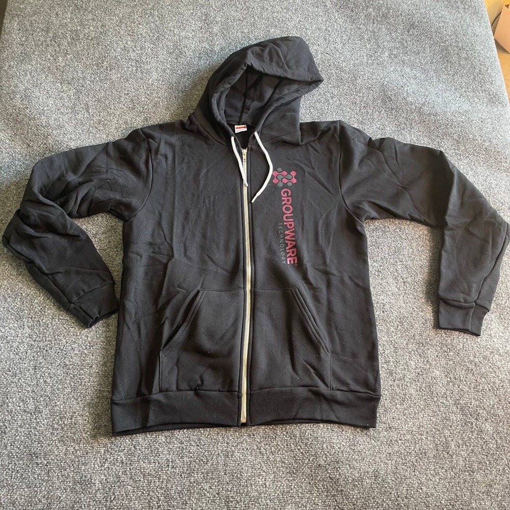 American Apparel Mens F497 Groupware Technology Black Full Zip Hoodie Large